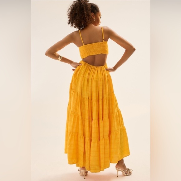 Anthropologie Let me Be cutout tiered dress in Mango size Mefium - Picture 4 of 13